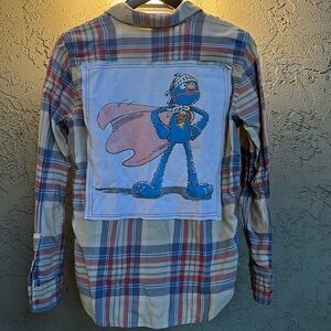 💜💜 3/$40 Upcycled L/S with Grover t shirt